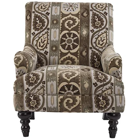 Traditional Chair with English Arms and Turned Exposed Wood Feet